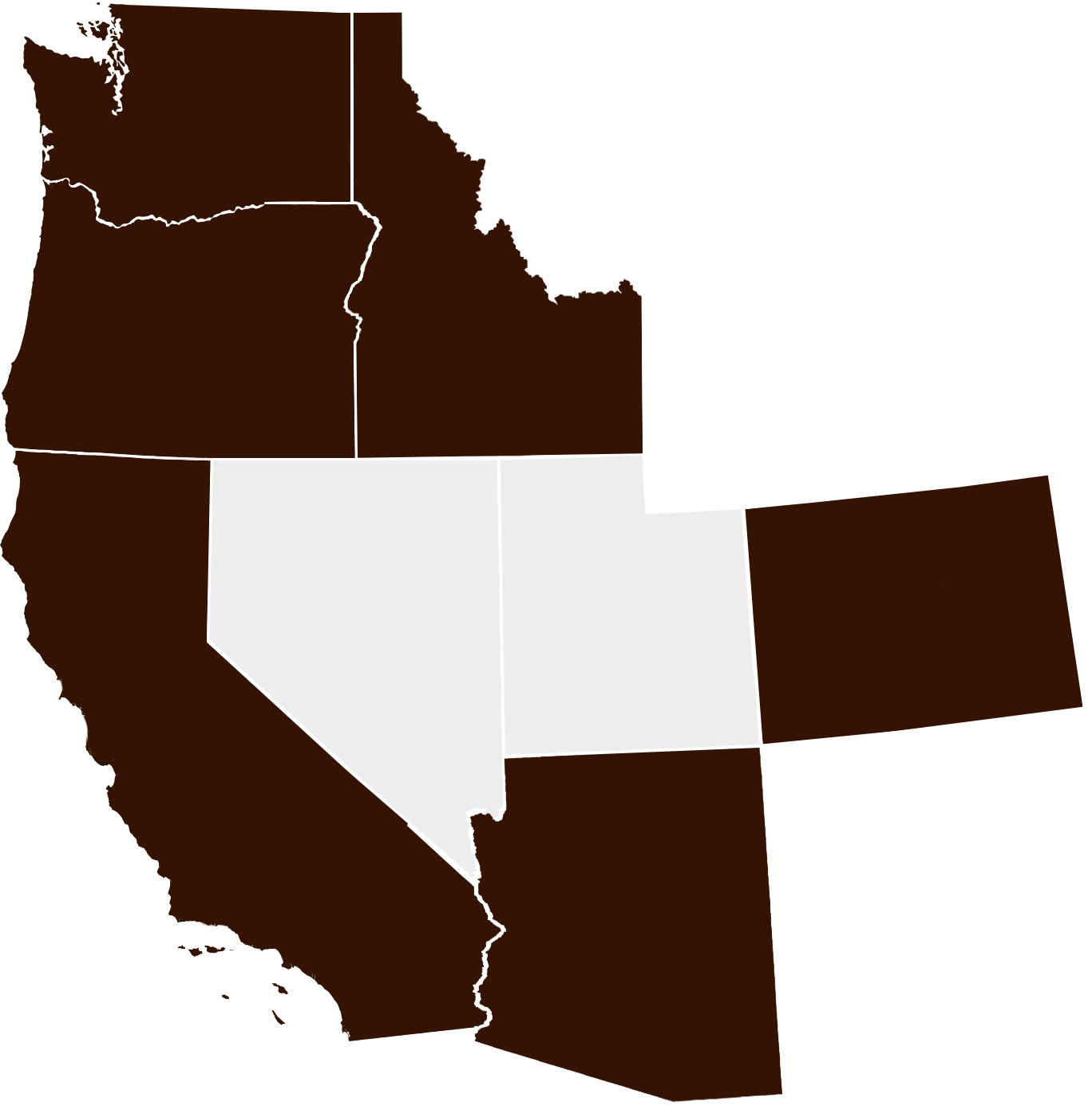 Map of WBCP, Inc. clients in Washington, Oregon, Idaho, California, Arizona, and Colorado